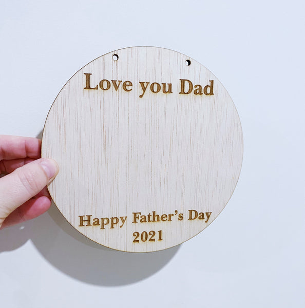 'Love you Dad' plaque